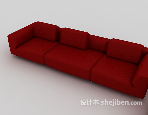 设计本大红色组合沙发3d模型下载