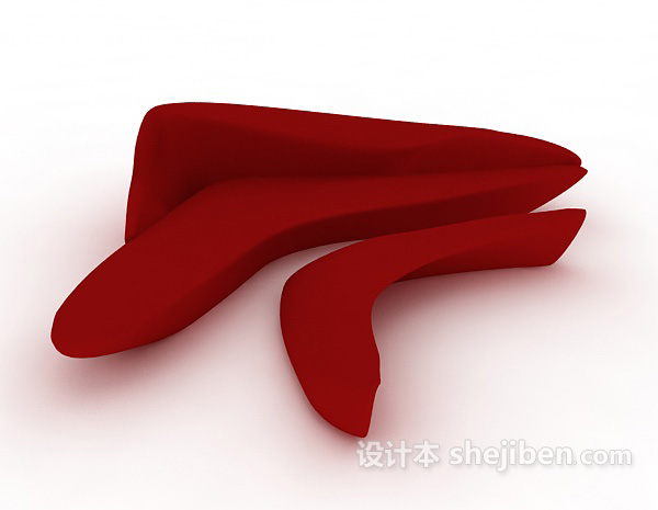 现代风格个性红色沙发3d模型下载