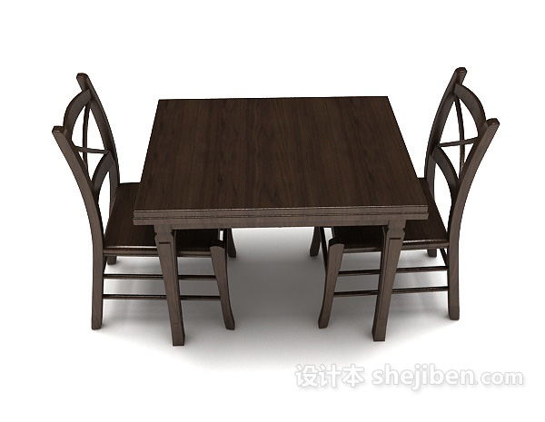 现代风格实木儿童桌椅3d模型下载