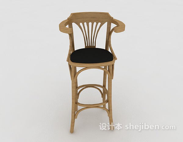 田园风格田园吧台椅3d模型下载