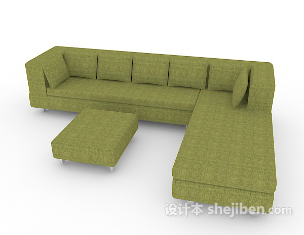 绿色家居多人沙发3d模型下载