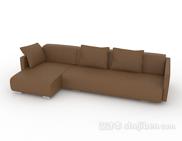 棕色家居多人沙发3d模型下载