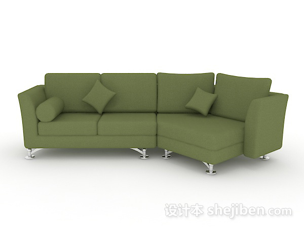 现代风格绿色休闲多人沙发3d模型下载
