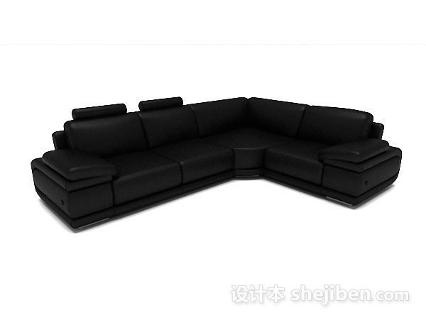 现代风格家庭黑色多人沙发3d模型下载