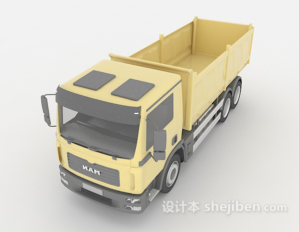 免费黄色运货卡车3d模型下载