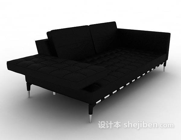 设计本常见黑色家居多人沙发3d模型下载