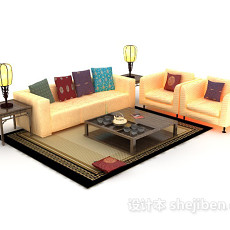 中式家居组合沙发3d模型下载