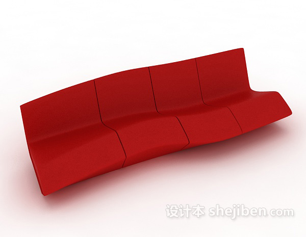 红色个性沙发3d模型下载