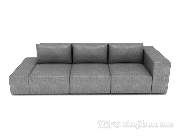 现代风格灰色家居三人沙发3d模型下载