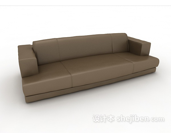 免费简约棕色三人沙发3d模型下载