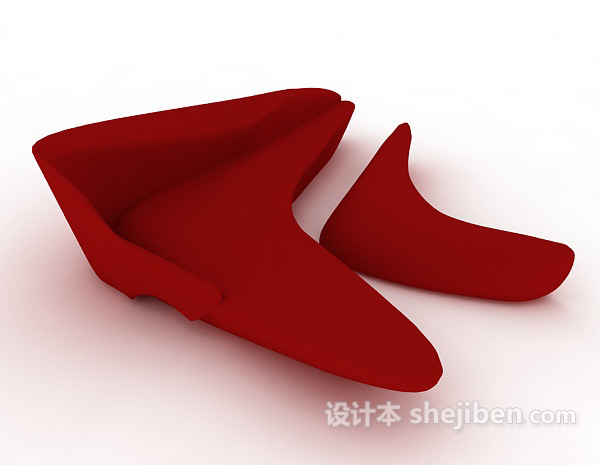 个性红色沙发3d模型下载