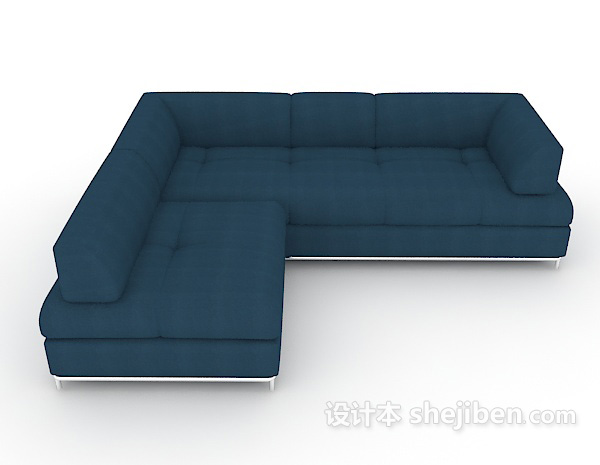 现代风格简约蓝色多人沙发3d模型下载