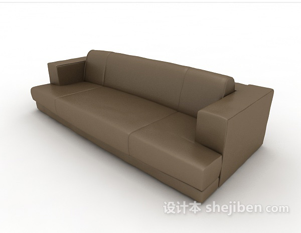 简约棕色三人沙发3d模型下载