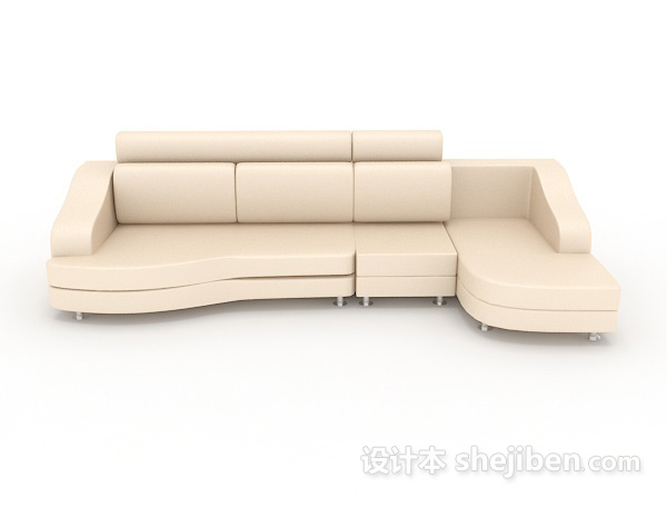 现代风格白色现代皮质多人沙发3d模型下载
