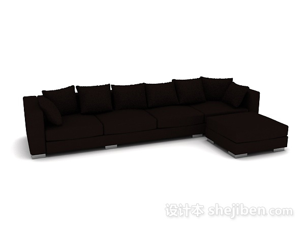 现代风格棕色居家多人沙发3d模型下载