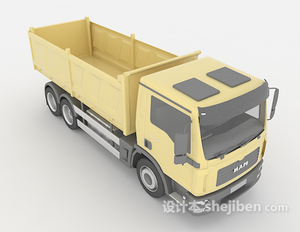 黄色运货卡车3d模型下载