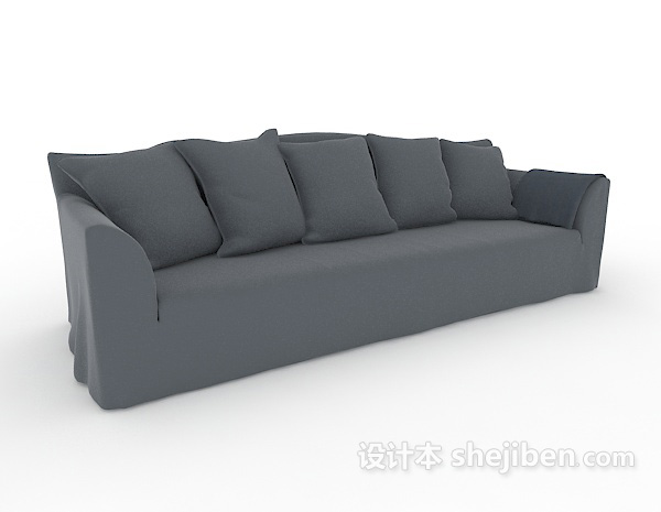 免费灰色系列多人沙发3d模型下载