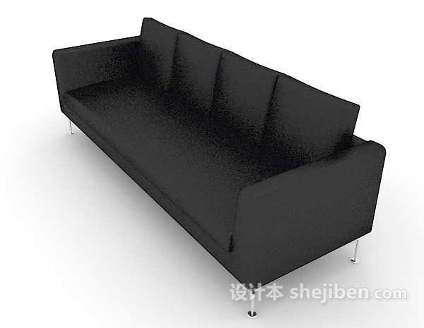 设计本黑色皮质多人沙发3d模型下载