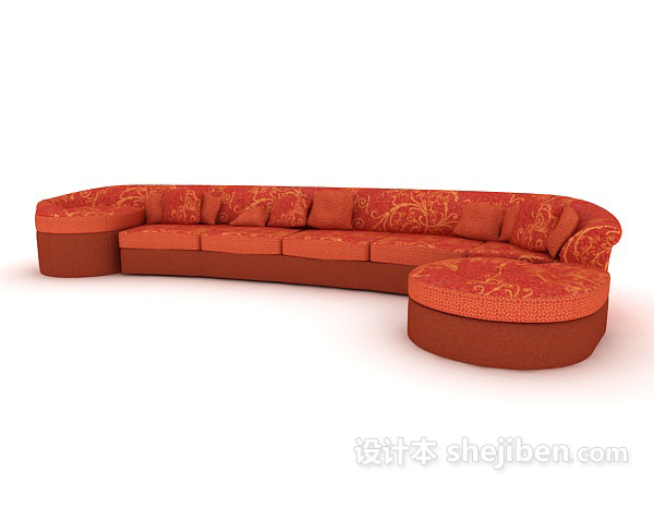 免费喜庆红色沙发3d模型下载