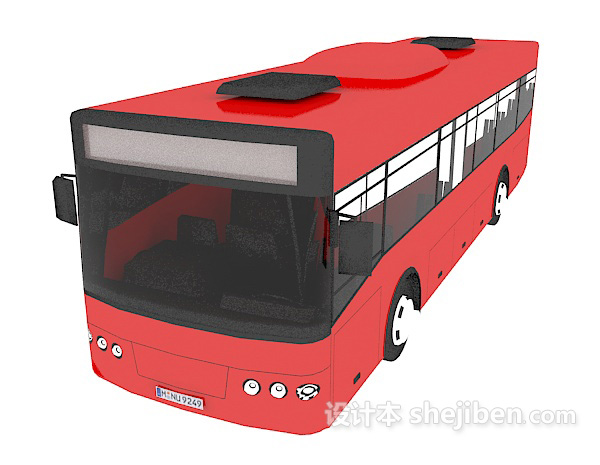 现代风格红色公交汽车3d模型下载