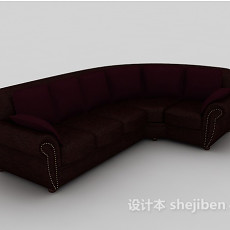 美式皮质多人沙发3d模型下载