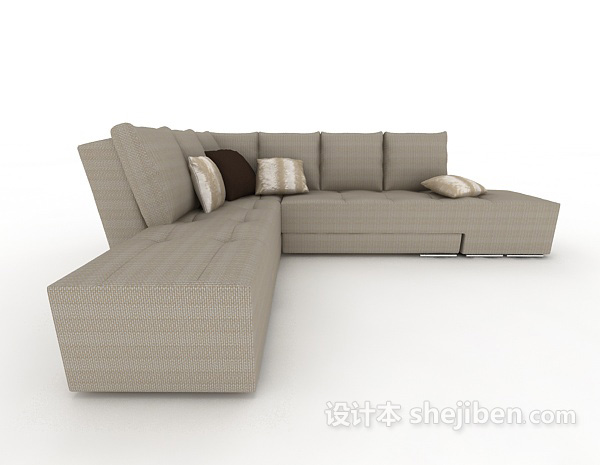 现代风格简约灰色多人沙发3d模型下载