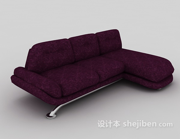 现代紫色多人沙发