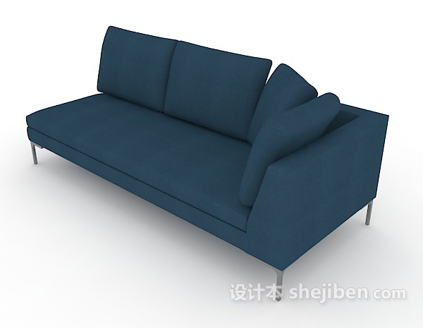 免费蓝色家居多人沙发3d模型下载