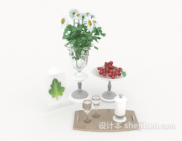 现代风格家居植物摆设品3d模型下载