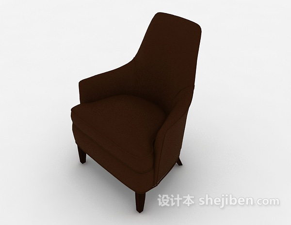 设计本现代棕色单人沙发3d模型下载