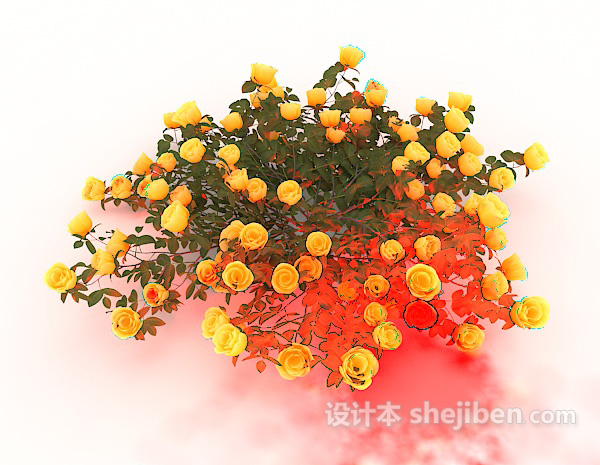 免费黄色植物花丛3d模型下载