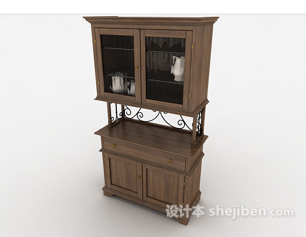免费欧式家居实木橱柜3d模型下载