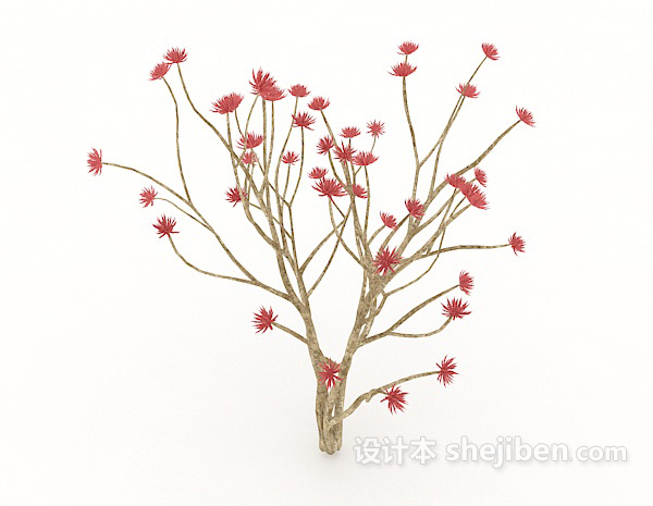 现代风格红色室外植物3d模型下载