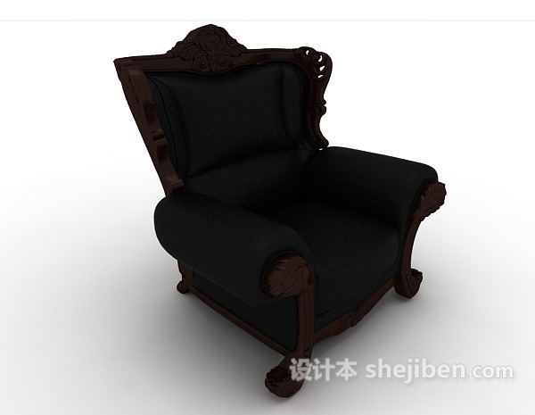 高档欧式风格单人沙发3d模型下载