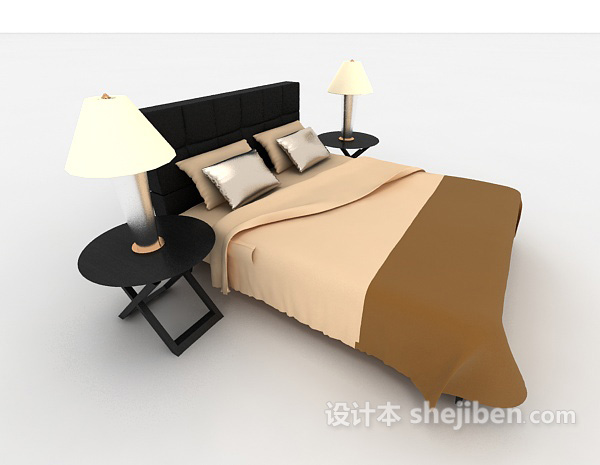 免费新古典家具床3d模型下载