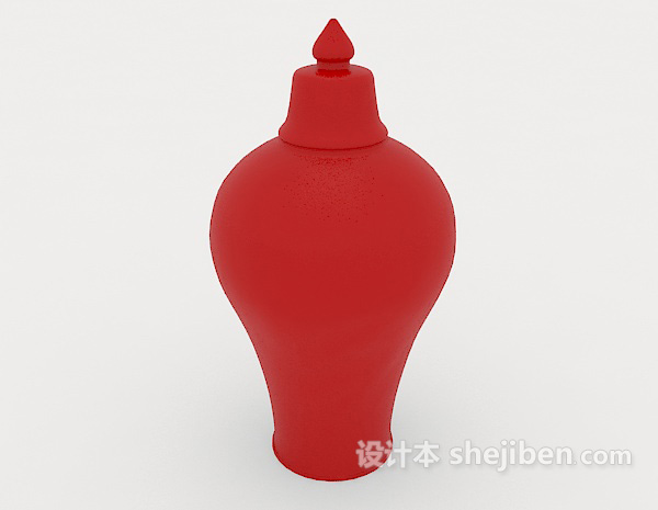 现代风格红色壶型摆设品3d模型下载