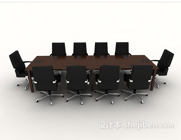 设计本公司简约会议桌3d模型下载