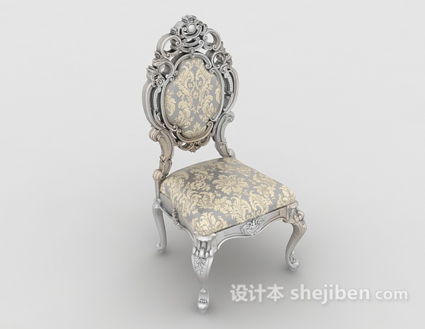 免费白色欧式实木梳妆椅3d模型下载