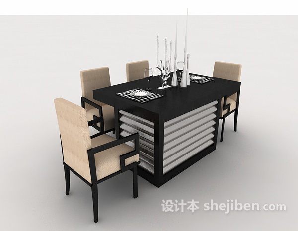设计本现代简约家居餐桌3d模型下载