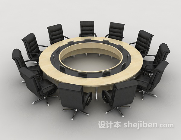 免费高档圆形会议桌3d模型下载