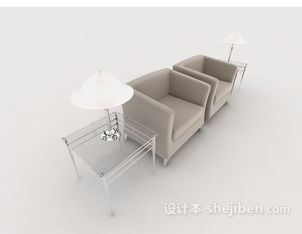 设计本简约灰色单人沙发3d模型下载