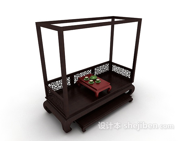 中式风格双人沙发3d模型下载