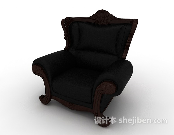 免费高档欧式风格单人沙发3d模型下载