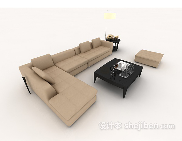 免费简约现代组合沙发3d模型下载