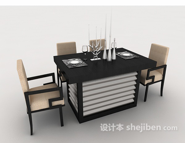 免费现代简约家居餐桌3d模型下载