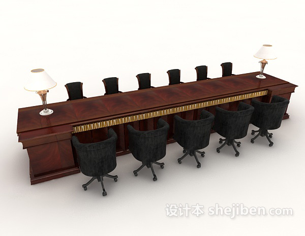 免费高级会议桌椅组合3d模型下载