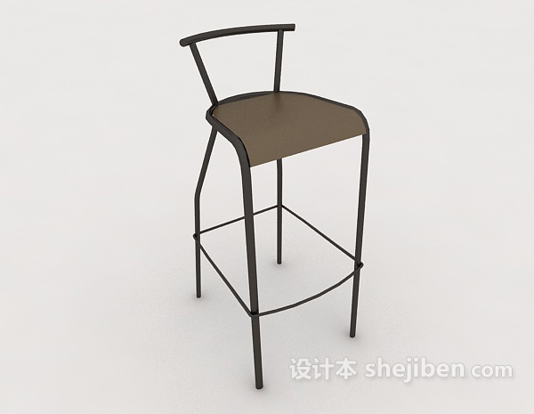 免费棕色简约吧台椅3d模型下载