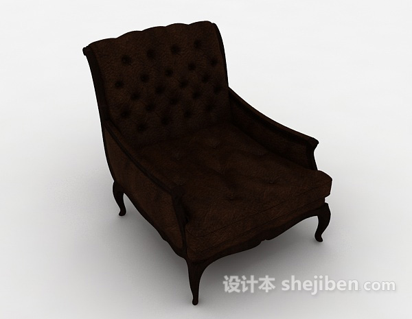 棕色皮质休闲椅3d模型下载