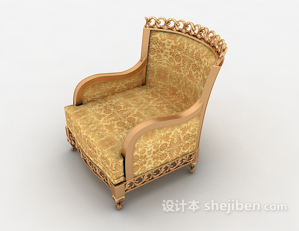 设计本奢华欧式单人沙发3d模型下载