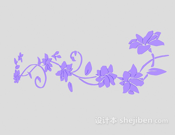 免费紫色花纹墙饰3d模型下载